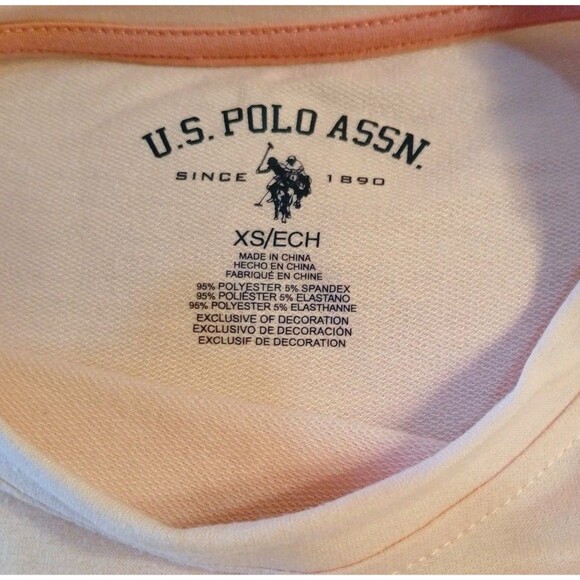 US Polo Assn Cropped T-shirt Pink Blue Logo Womens XS Stretchy Summer Vibes - Picture 14 of 16